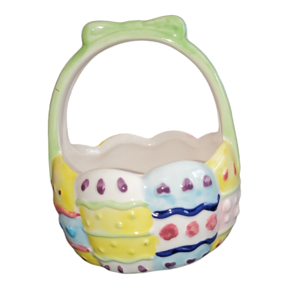 265- K' Collection Vintage Miniature Ceramic Easter Basket Good Condition